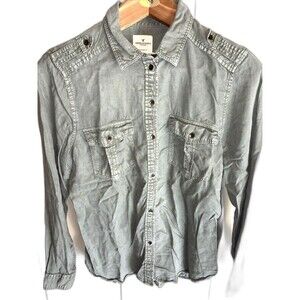 American Eagle Boyfriend Fit Long Sleeve Button Up Shirt Sz XL Olive Green